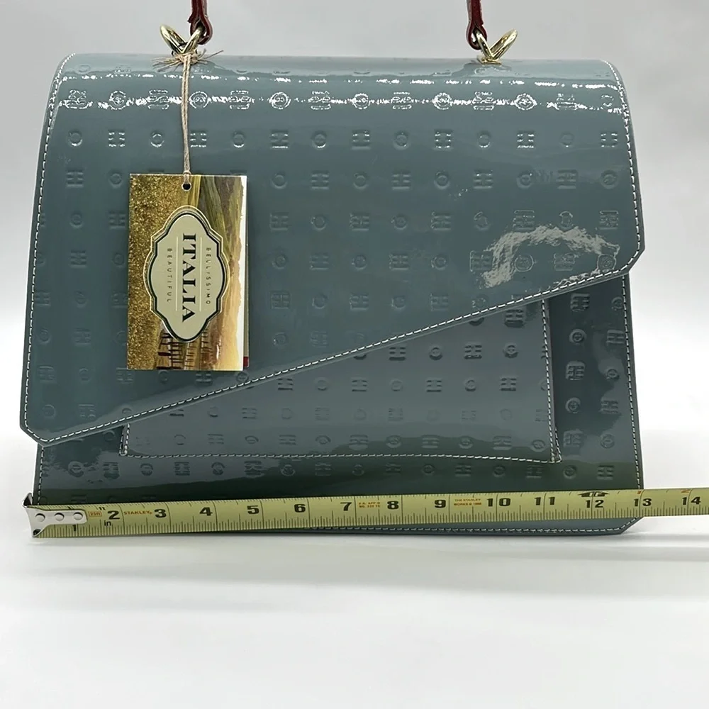 2385- Arcadia Women’s Crossbody Bag Made In Italy Patent Leather NWT - Picture 13 of 14